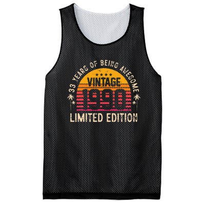 Awesome 33 Years Old 33rd Birthday Sunset Vintage 1990 Mesh Reversible Basketball Jersey Tank