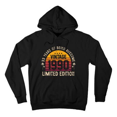 Awesome 33 Years Old 33rd Birthday Sunset Vintage 1990 Tall Hoodie