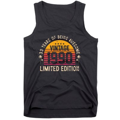 Awesome 33 Years Old 33rd Birthday Sunset Vintage 1990 Tank Top