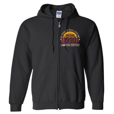 Awesome 33 Years Old 33rd Birthday Sunset Vintage 1990 Full Zip Hoodie