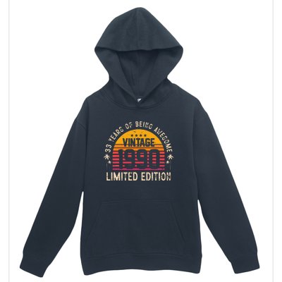 Awesome 33 Years Old 33rd Birthday Sunset Vintage 1990 Urban Pullover Hoodie