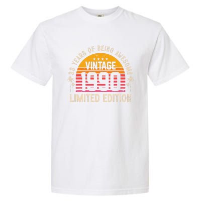 Awesome 33 Years Old 33rd Birthday Sunset Vintage 1990 Garment-Dyed Heavyweight T-Shirt