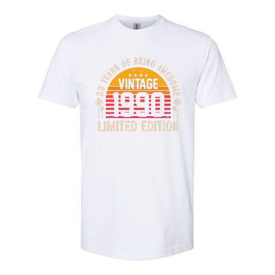 Awesome 33 Years Old 33rd Birthday Sunset Vintage 1990 Softstyle CVC T-Shirt