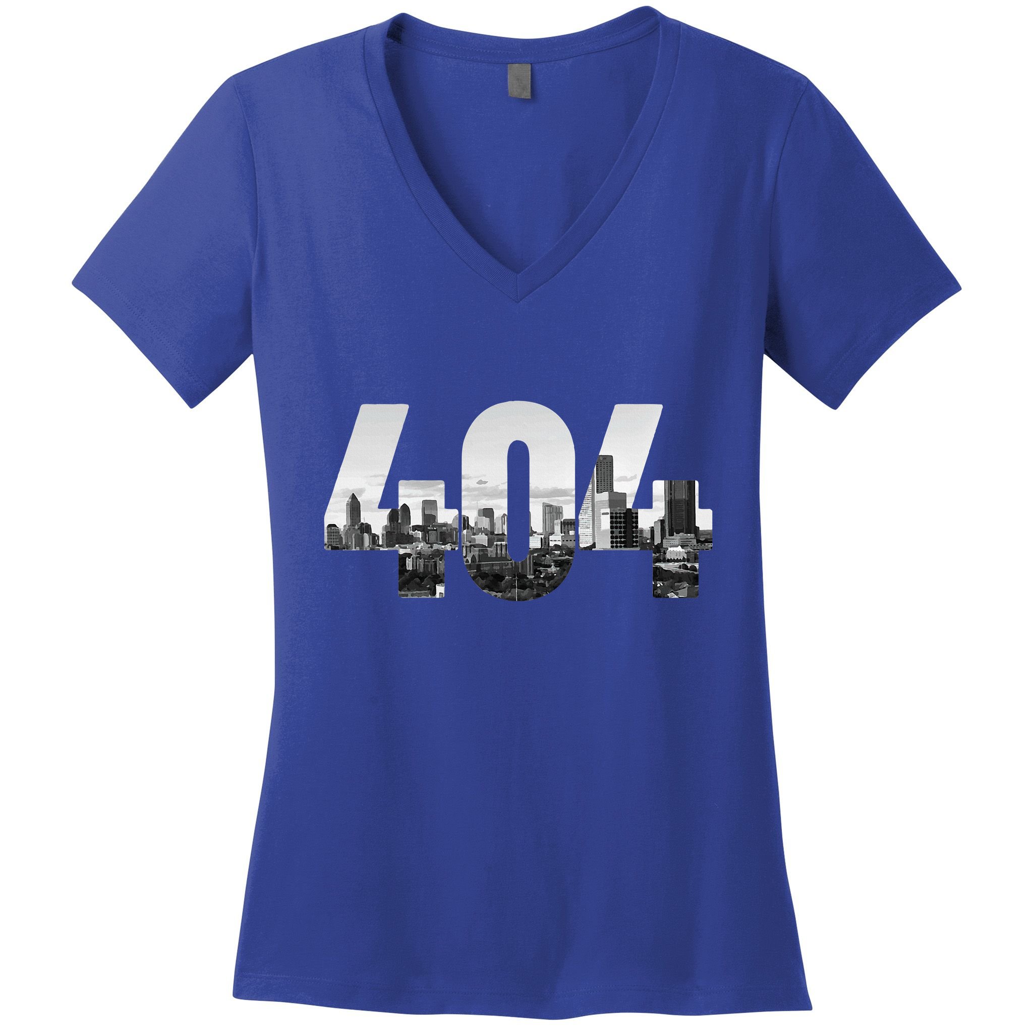 Atlanta 404 Area Code Skyline Atl Georgia Vintage Women's V-Neck T-Shirt