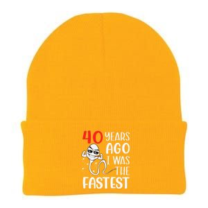 Awesome 40th Birthday 40 Years Ago I Was The Fastest Funny Knit Cap Winter Beanie