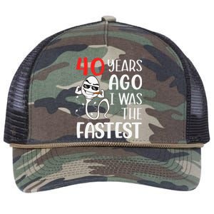 Awesome 40th Birthday 40 Years Ago I Was The Fastest Funny Retro Rope Trucker Hat Cap