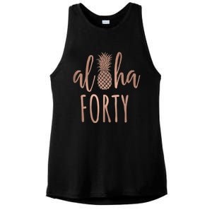 Aloha 40 Forty ~ Happy Birthday 40th Gift for Her Ladies PosiCharge Tri-Blend Wicking Tank