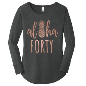 Aloha 40 Forty ~ Happy Birthday 40th Gift for Her Women's Perfect Tri Tunic Long Sleeve Shirt