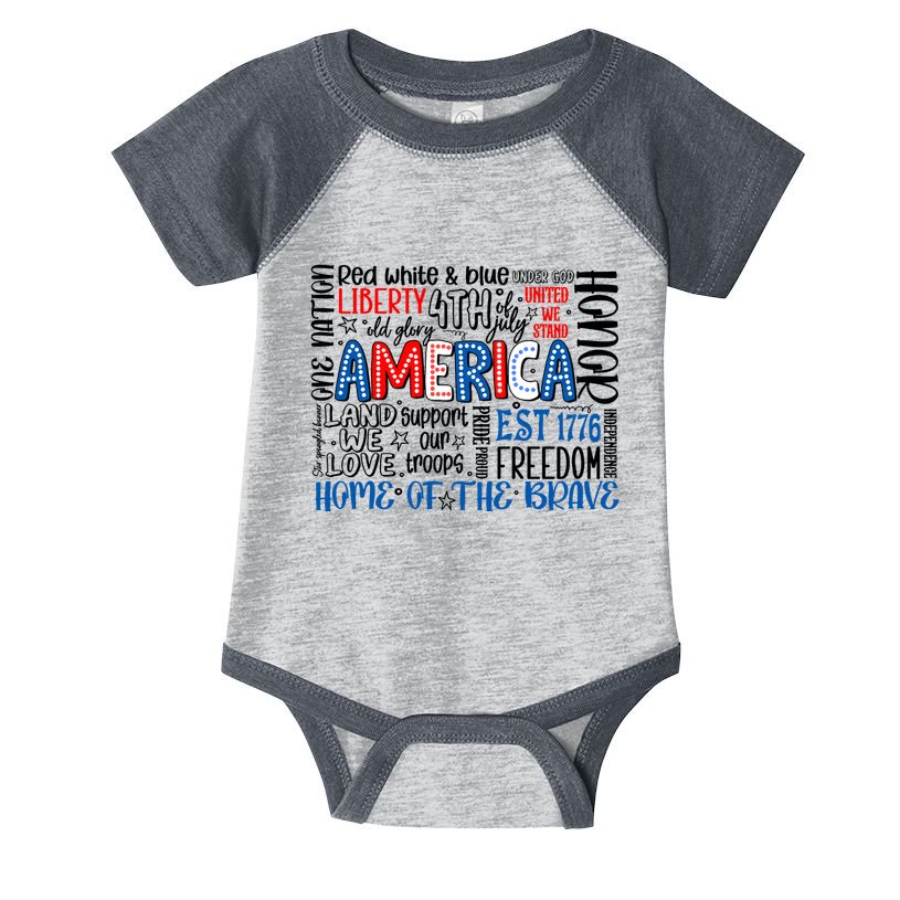 America 4th Of July Quotes Infant Baby Jersey Bodysuit