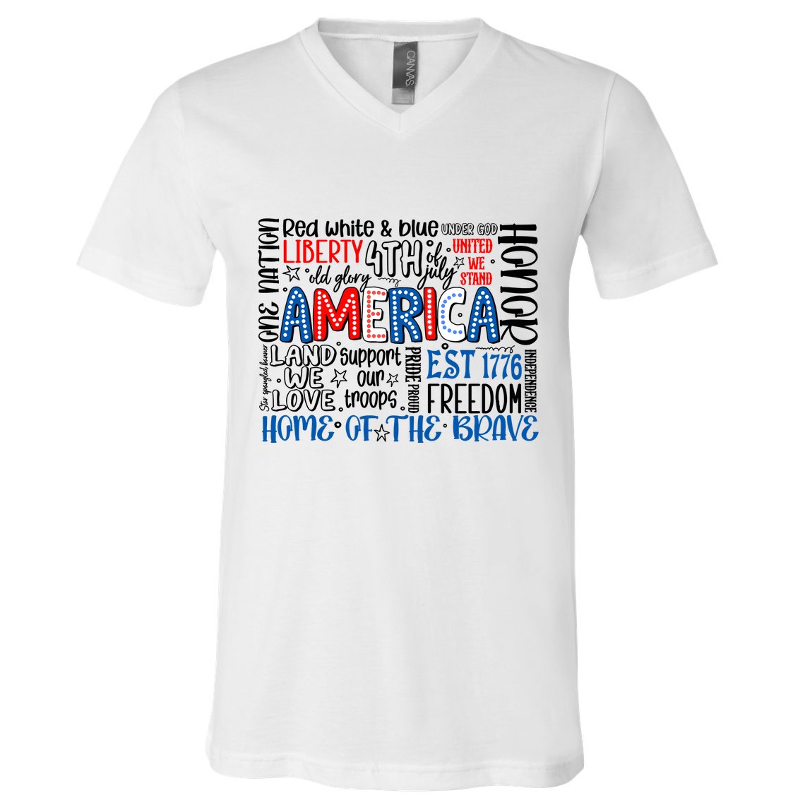 America 4th Of July Quotes V-Neck T-Shirt