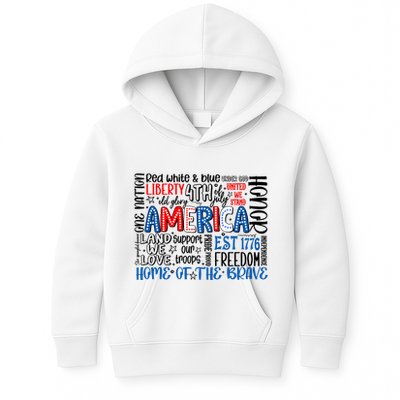America 4th Of July Quotes Kids Hoodie