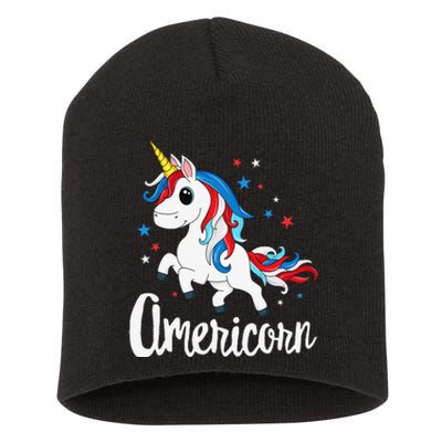 Americorn 4th of July Unicorn American Patriotic Short Acrylic Beanie