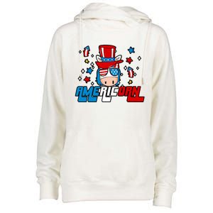 Americorn 4th Of July Boy Girl Unicorn American Patriotic Womens Funnel Neck Pullover Hood