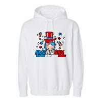 Americorn 4th Of July Boy Girl Unicorn American Patriotic Garment-Dyed Fleece Hoodie