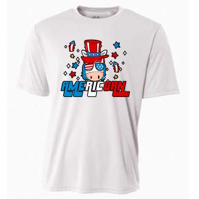 Americorn 4th Of July Boy Girl Unicorn American Patriotic Cooling Performance Crew T-Shirt