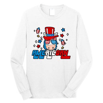 Americorn 4th Of July Boy Girl Unicorn American Patriotic Long Sleeve Shirt