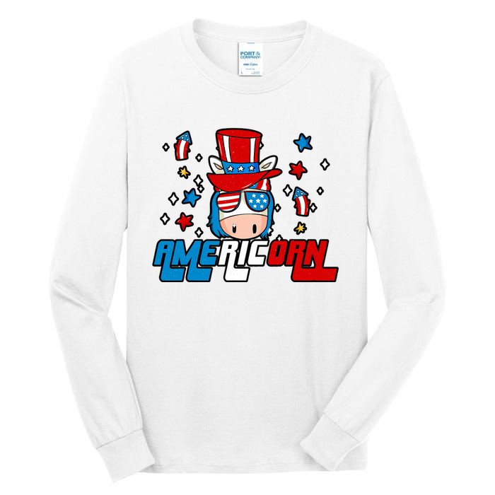 Americorn 4th Of July Boy Girl Unicorn American Patriotic Tall Long Sleeve T-Shirt