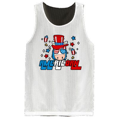 Americorn 4th Of July Boy Girl Unicorn American Patriotic Mesh Reversible Basketball Jersey Tank