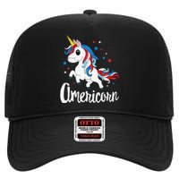 Americorn 4th of July Unicorn American Patriotic High Crown Mesh Back Trucker Hat