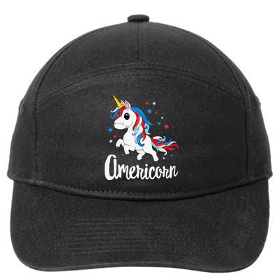 Americorn 4th of July Unicorn American Patriotic 7-Panel Snapback Hat