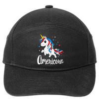 Americorn 4th of July Unicorn American Patriotic 7-Panel Snapback Hat