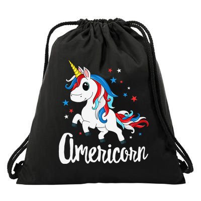 Americorn 4th of July Unicorn American Patriotic Drawstring Bag