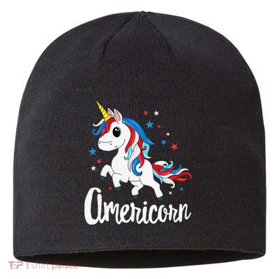 Americorn 4th of July Unicorn American Patriotic Sustainable Beanie