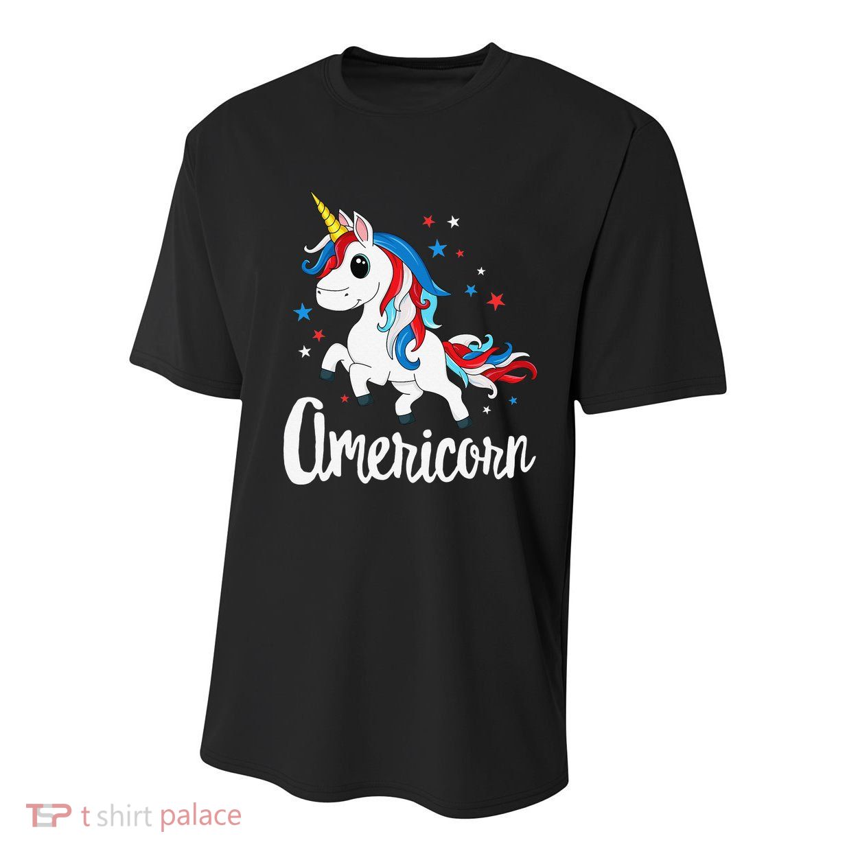 Americorn 4th of July Unicorn American Patriotic Youth Performance Sprint T-Shirt
