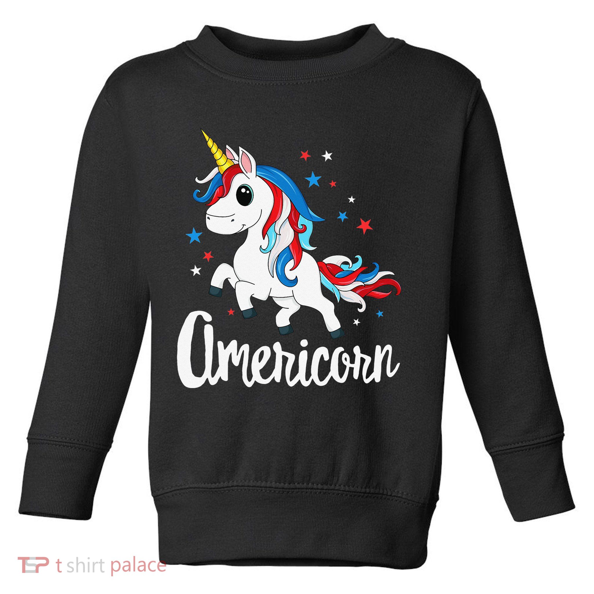 Americorn 4th of July Unicorn American Patriotic Toddler Sweatshirt