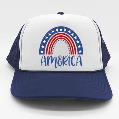 America 4th Of July Rainbow USA Trucker Hat