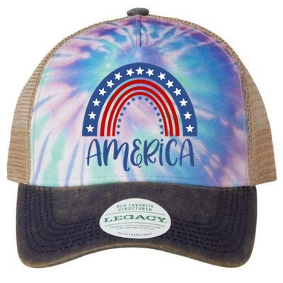 America 4th Of July Rainbow USA Legacy Tie Dye Trucker Hat