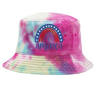 America 4th Of July Rainbow USA Tie-Dyed Bucket Hat