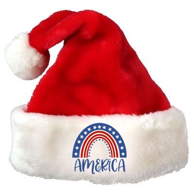 America 4th Of July Rainbow USA Premium Christmas Santa Hat