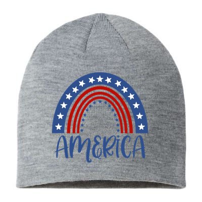America 4th Of July Rainbow USA Sustainable Beanie