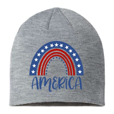 America 4th Of July Rainbow USA Sustainable Beanie