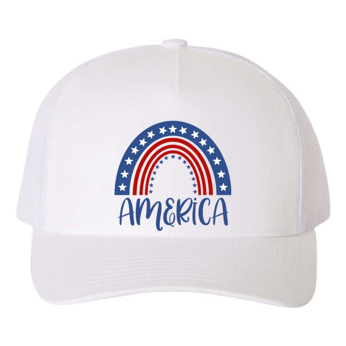 America 4th Of July Rainbow USA Yupoong Adult 5-Panel Trucker Hat