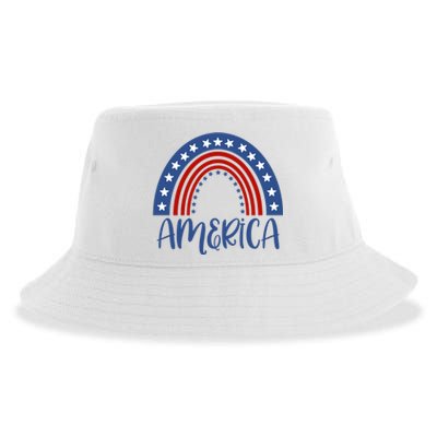 America 4th Of July Rainbow USA Sustainable Bucket Hat