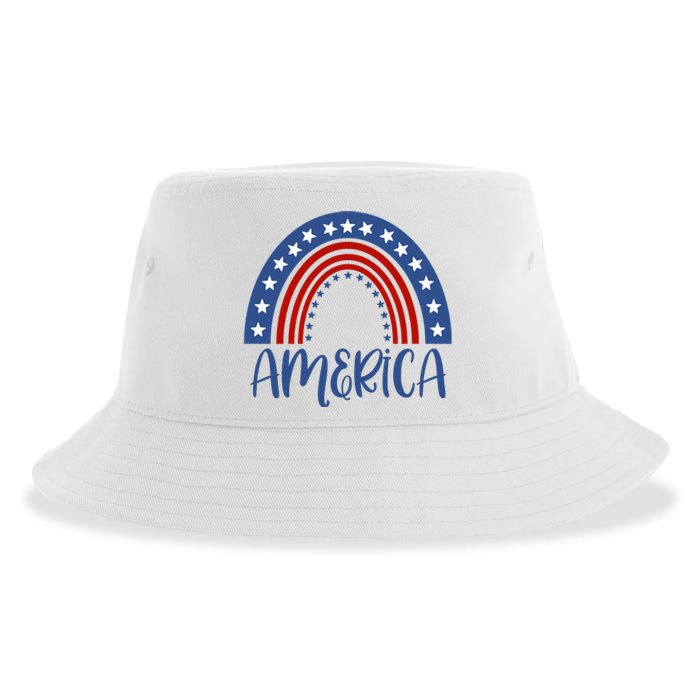 America 4th Of July Rainbow USA Sustainable Bucket Hat