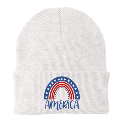 America 4th Of July Rainbow USA Knit Cap Winter Beanie