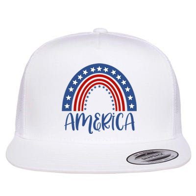 America 4th Of July Rainbow USA Flat Bill Trucker Hat