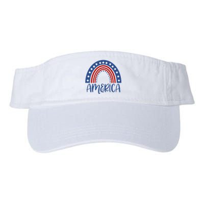 America 4th Of July Rainbow USA Valucap Bio-Washed Visor