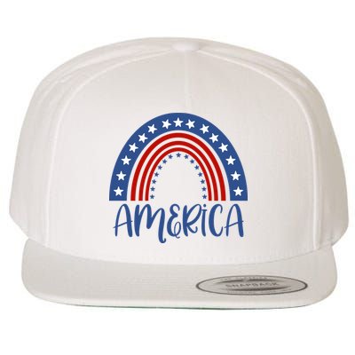 America 4th Of July Rainbow USA Wool Snapback Cap