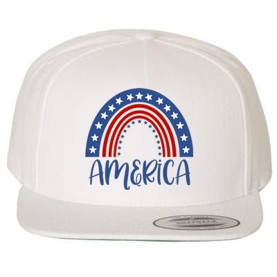 America 4th Of July Rainbow USA Wool Snapback Cap