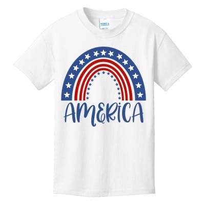 America 4th Of July Rainbow USA Kids T-Shirt