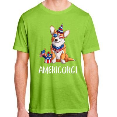 Americorgi 4Th Of July Independence Day Corgi Lovers Adult ChromaSoft Performance T-Shirt