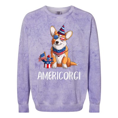 Americorgi 4Th Of July Independence Day Corgi Lovers Colorblast Crewneck Sweatshirt