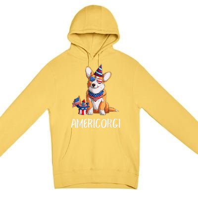 Americorgi 4Th Of July Independence Day Corgi Lovers Premium Pullover Hoodie