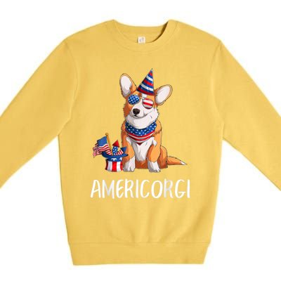 Americorgi 4Th Of July Independence Day Corgi Lovers Premium Crewneck Sweatshirt