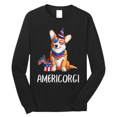 Americorgi 4Th Of July Independence Day Corgi Lovers Long Sleeve Shirt