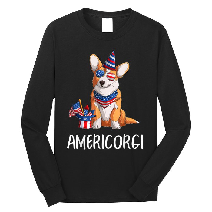 Americorgi 4Th Of July Independence Day Corgi Lovers Long Sleeve Shirt